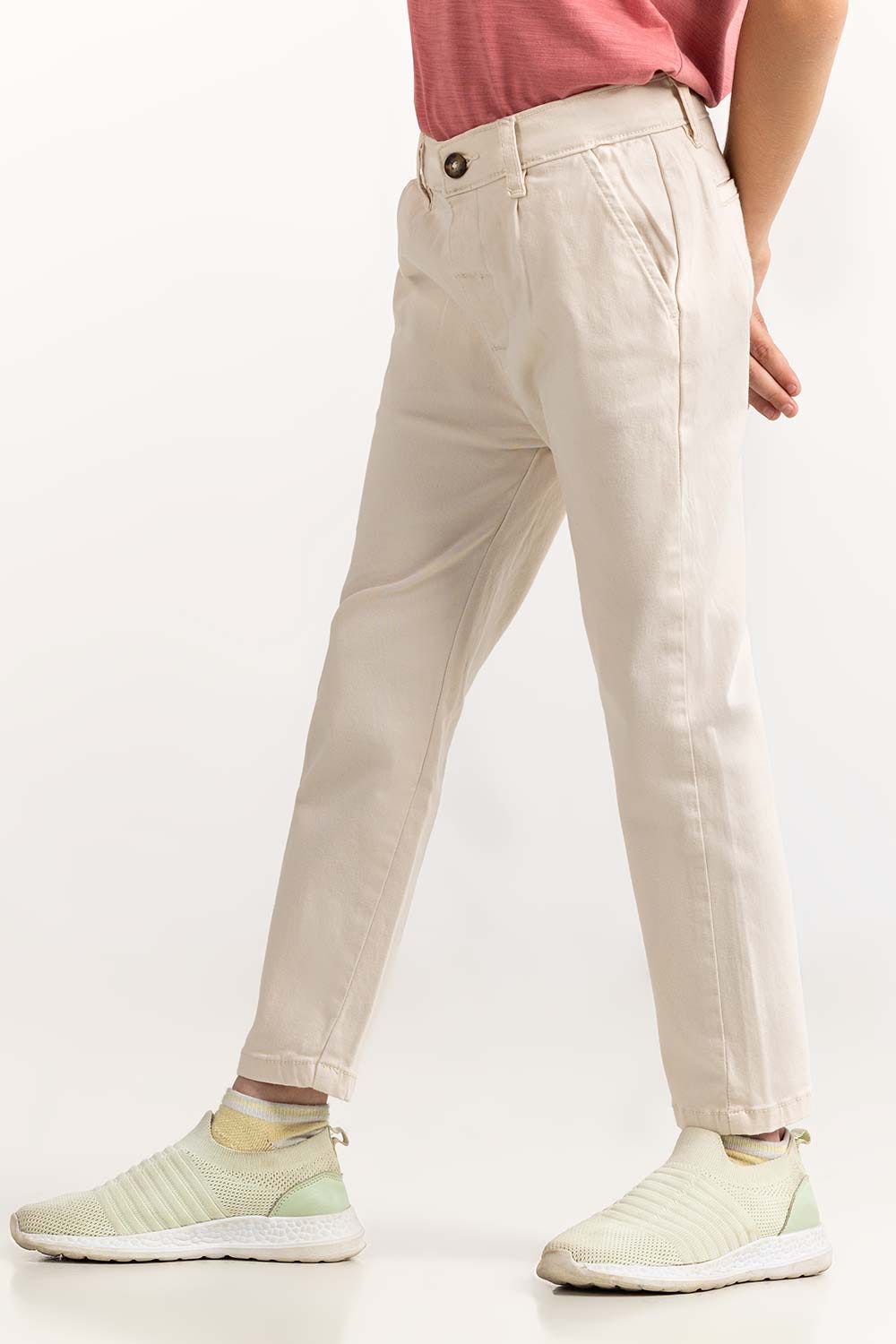 Toddler Boy Off-White Trouser 224-520-301