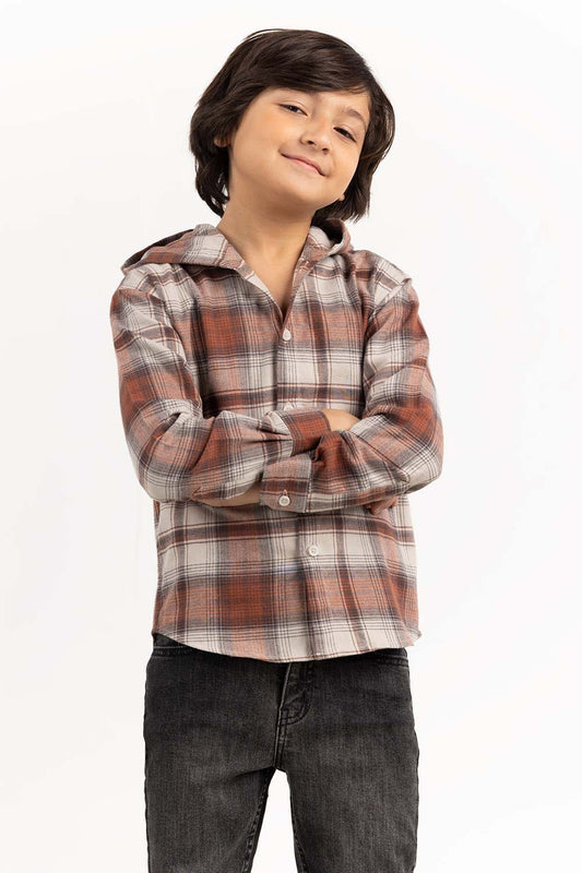 Toddler Boy Rust And Beige Casual Shirt 224-317-007