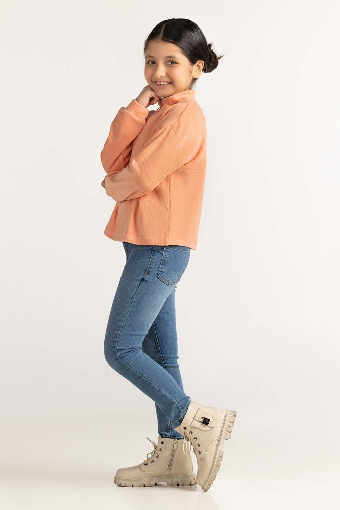 Toddler Girl Basic Knitted Sweatshirt 224-412-006