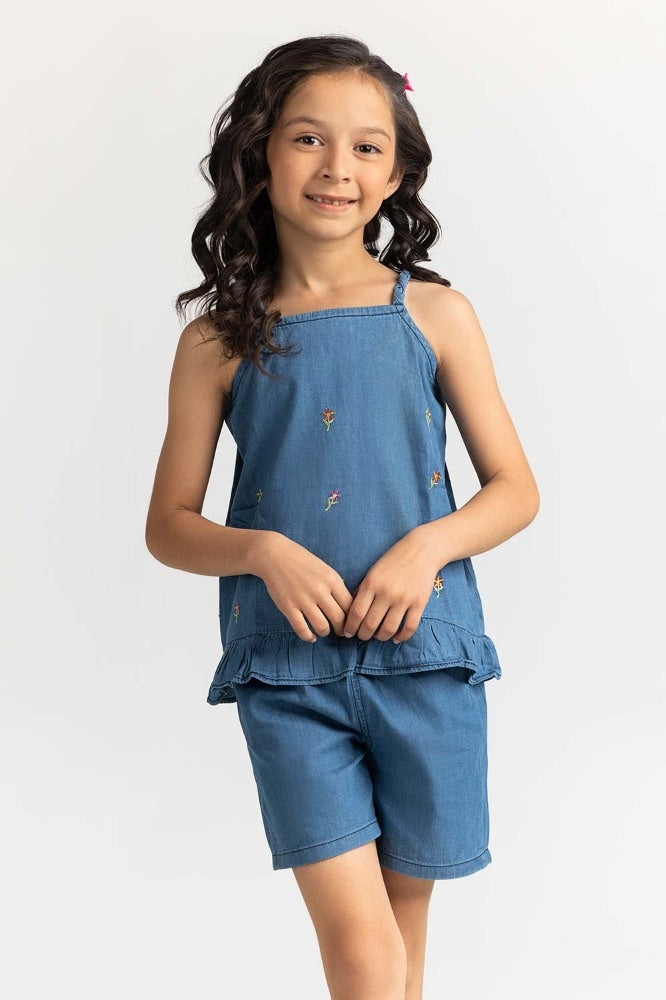 Toddler Girl Blue Basic Blouse 231-616-215T
