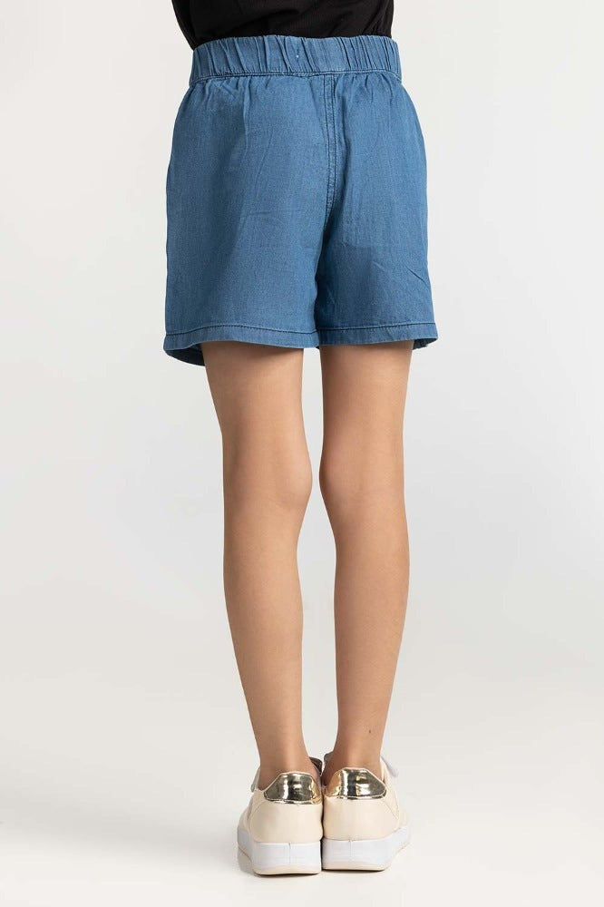 Toddler Girl Blue Basic Shorts 231-616-215B