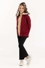 Toddler Girl Dark Red Long Coat 224-410-004