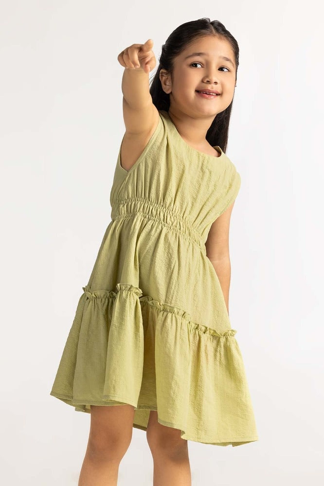 Toddler Girl Green Dress TG-DRS-SS24-004