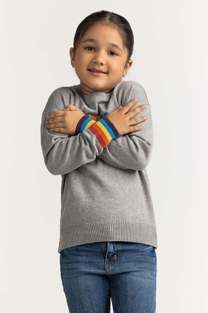 Toddler Girl Grey Basic Sweater TG-SWT-WS23-003
