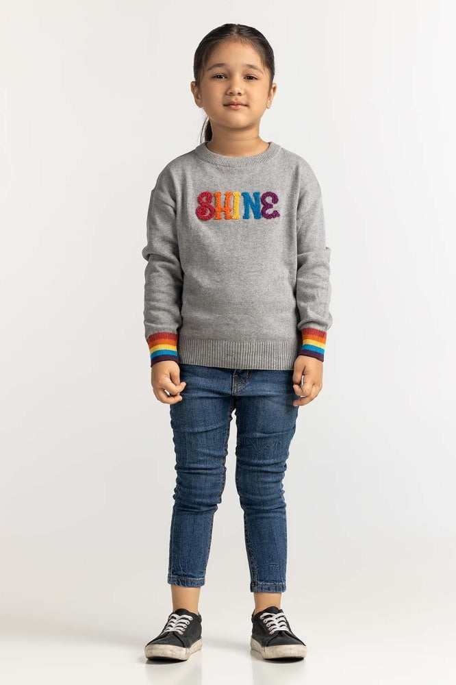 Toddler Girl Grey Basic Sweater TG-SWT-WS23-003