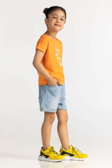 Toddler Girl Orange Printed Tee TG-TS-SS24-027
