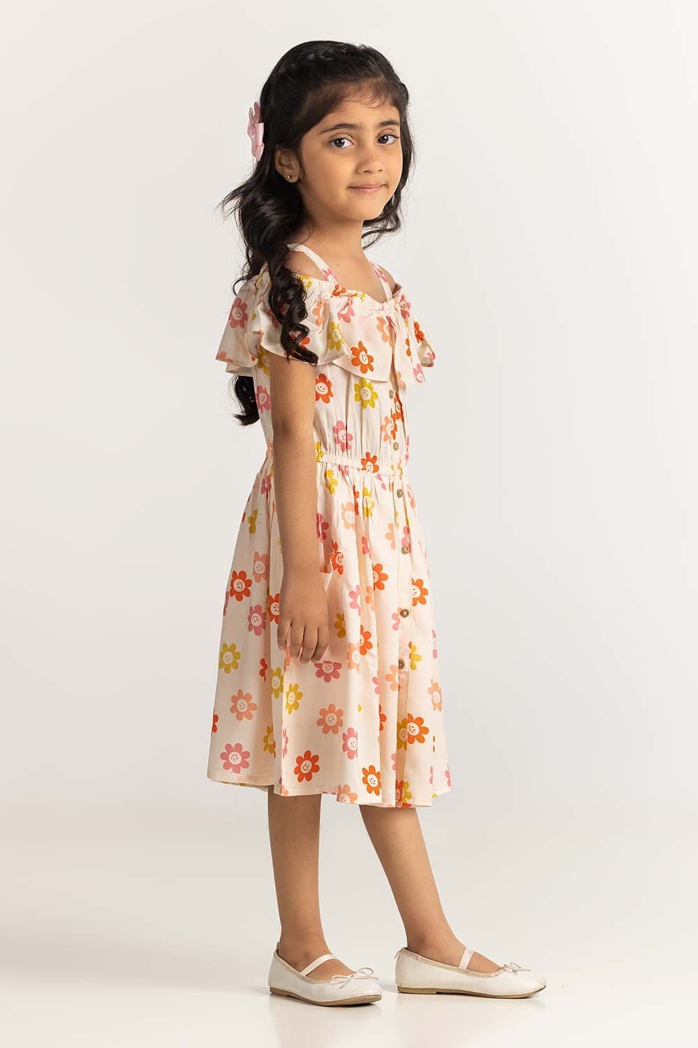 Toddler Girl Peach Dress TG-DRS-SS24-022