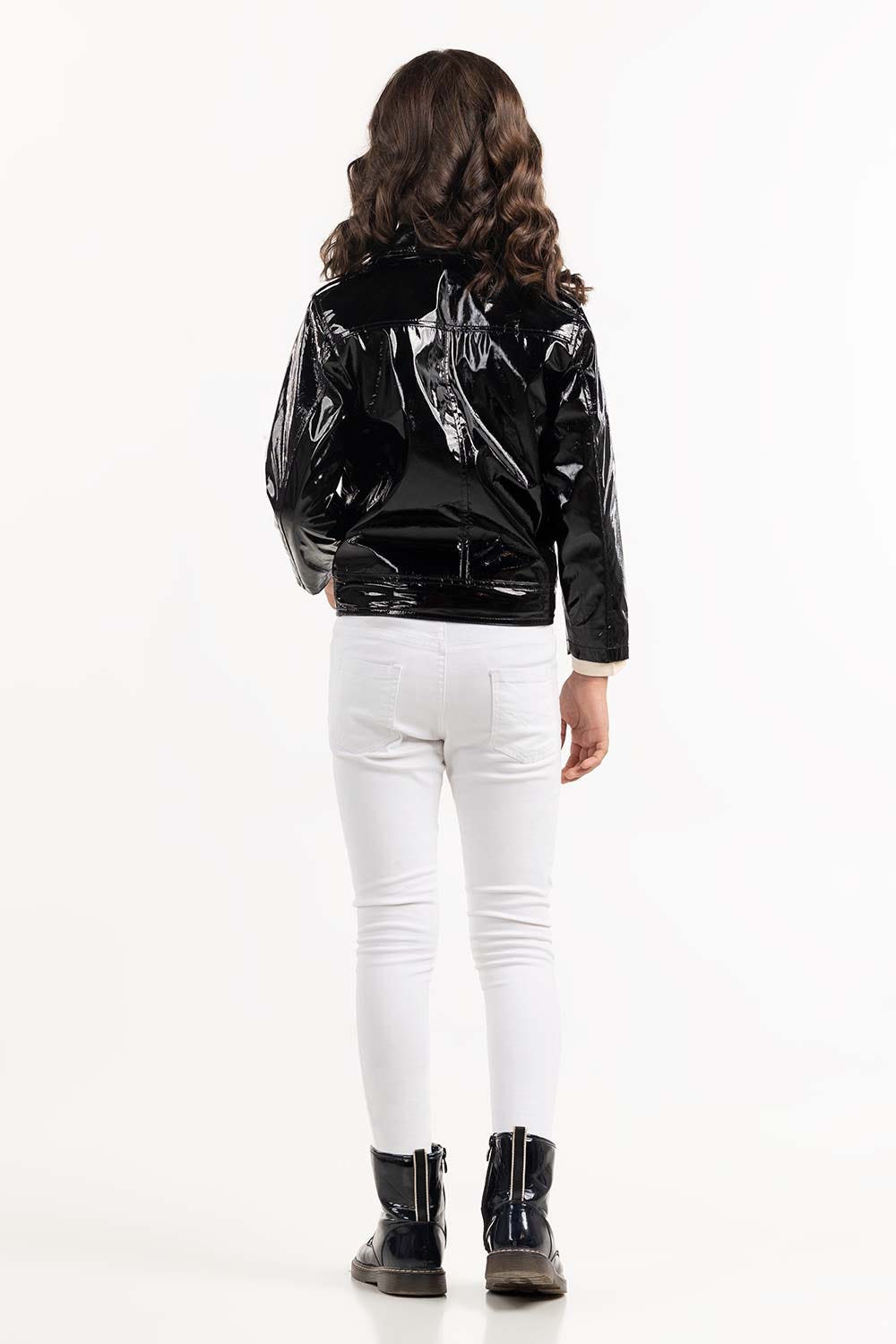 Toddler Girl Shiny Black Jacket 224-410-005