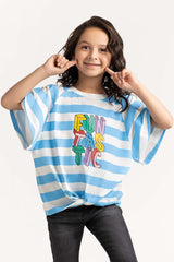 Toddler Girl Blue T-Shirt TGKT-2210018 A
