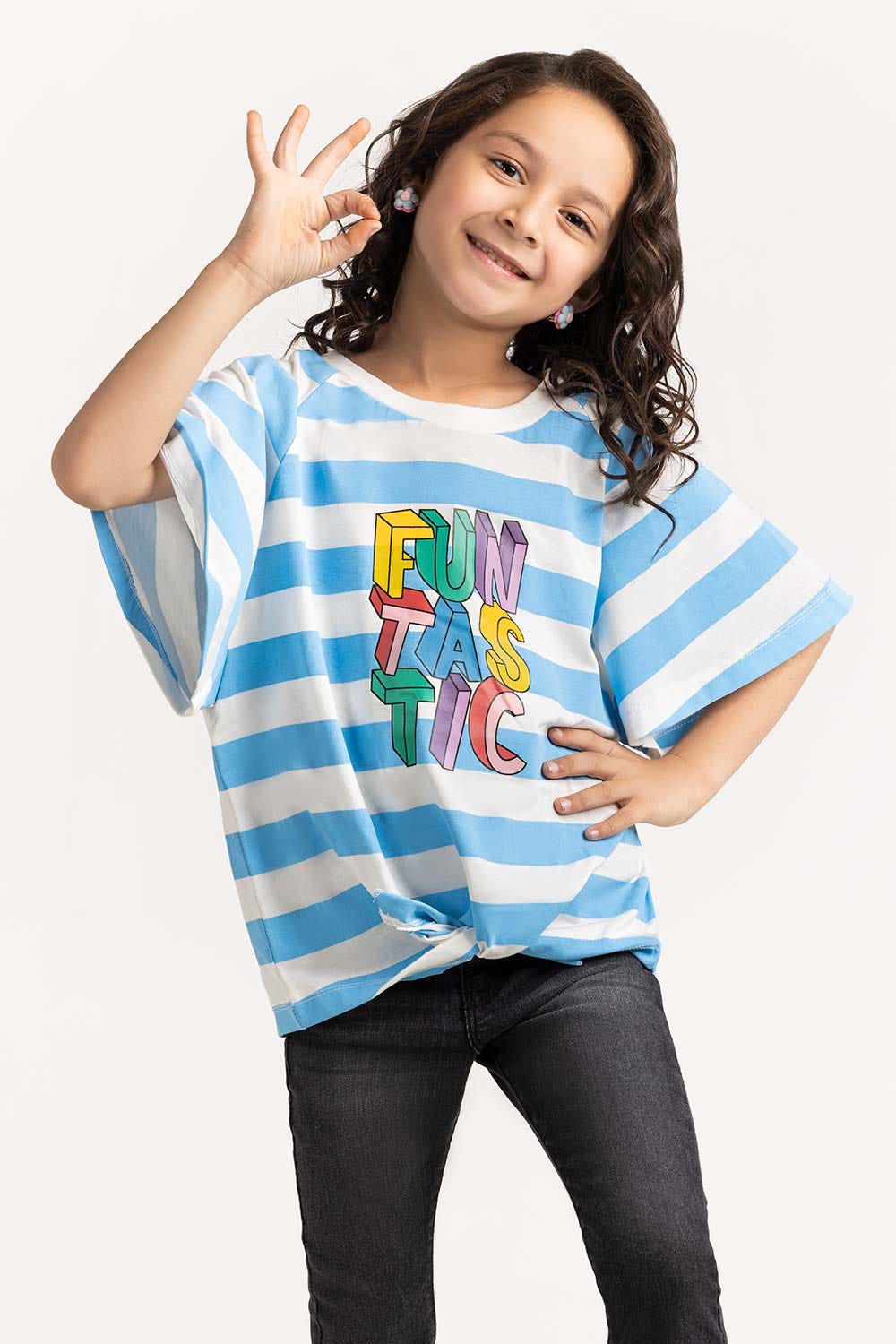 Toddler Girl Blue T-Shirt TGKT-2210018 A