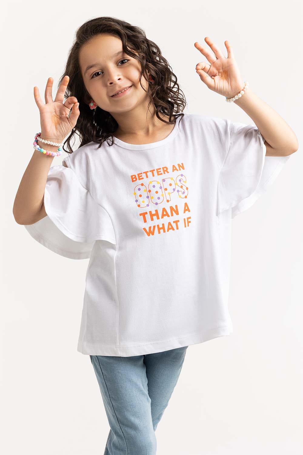 Toddler Girl White T-Shirt TGKT-2210026