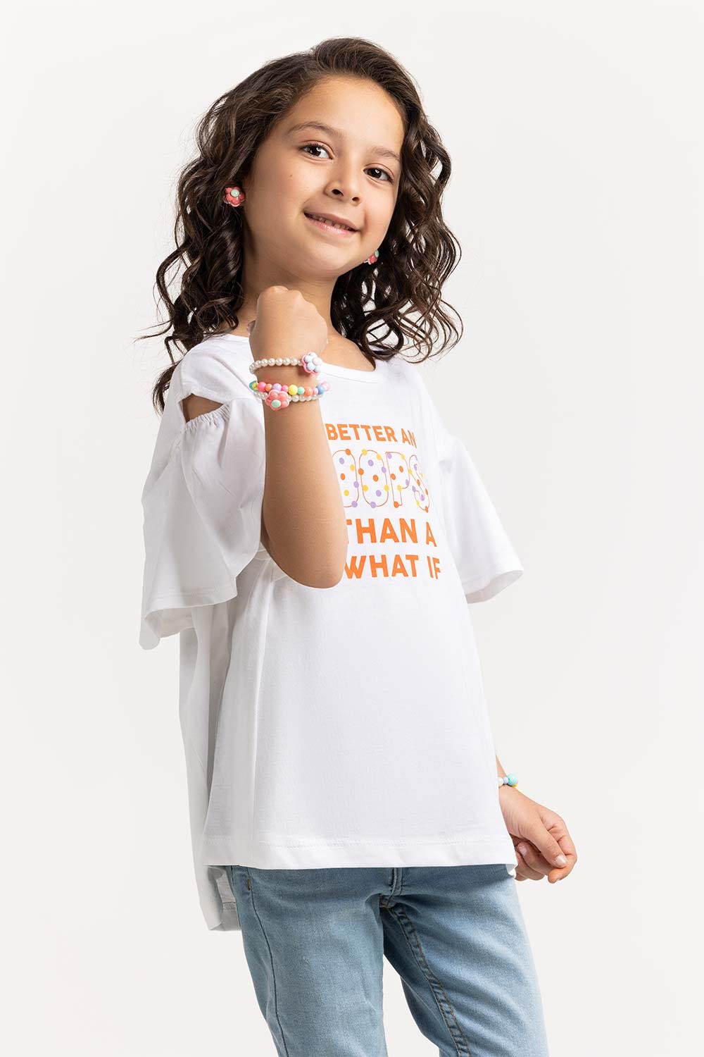 Toddler Girl White T-Shirt TGKT-2210026
