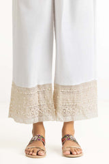 Off White Dyed Raw Silk Embroidered Trousers TR-21-115