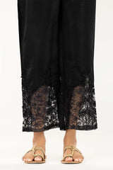 Black Embroidered Indian Raw Silk Trousers TR-21-116