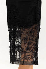 Black Embroidered Indian Raw Silk Trousers TR-21-116
