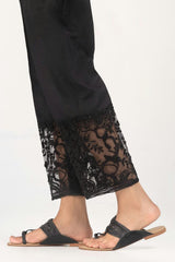 Black Embroicered Indian Raw Silk Trousers TR-21-117