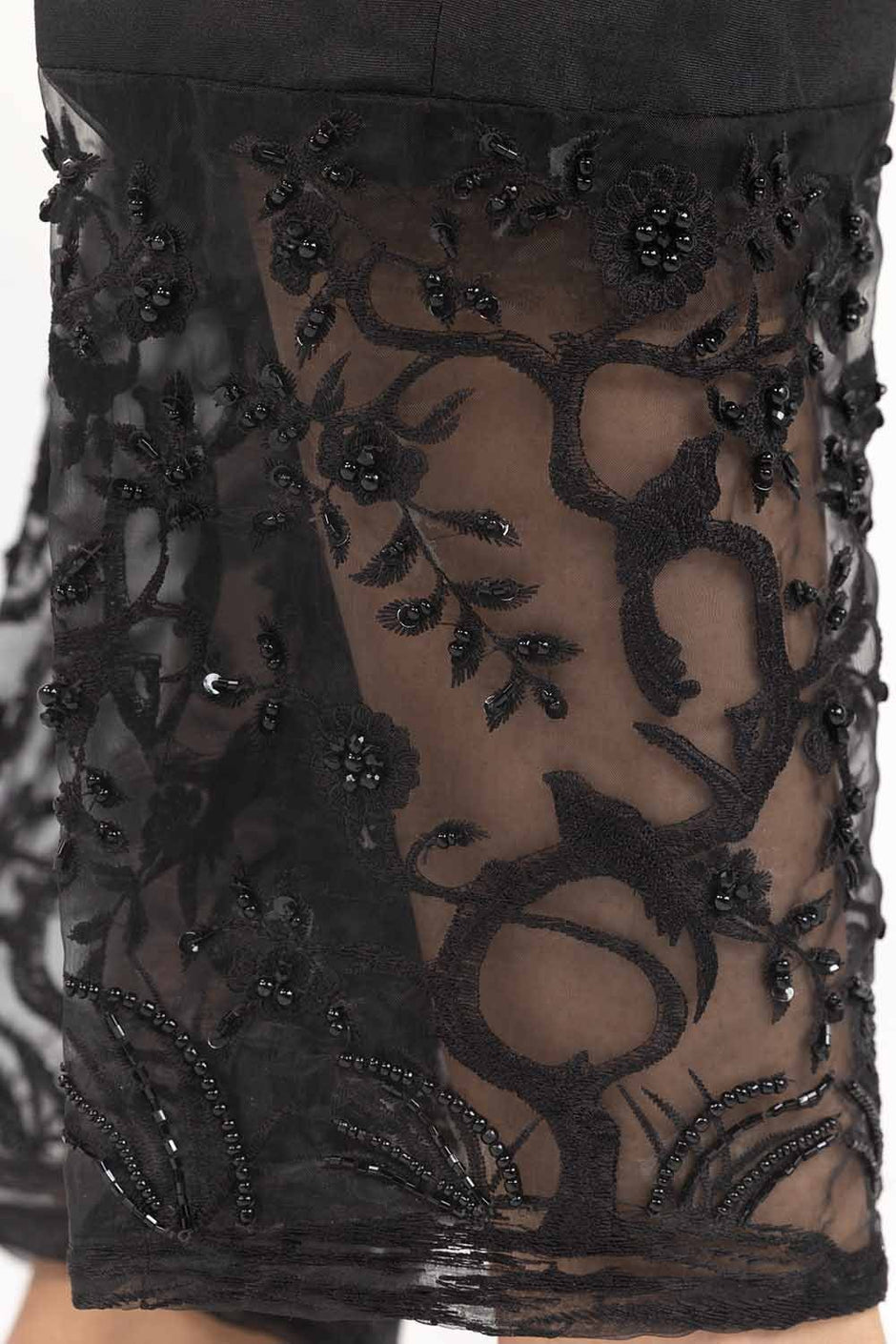 Black Embroicered Indian Raw Silk Trousers