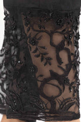 Black Embroicered Indian Raw Silk Trousers TR-21-117