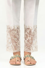 White Embroicered Indian Raw Silk Trousers TR-21-117