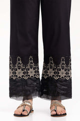 Black Cambric Embroidered Trousers TR-21-129