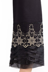 Black Cambric Embroidered Trousers TR-21-129