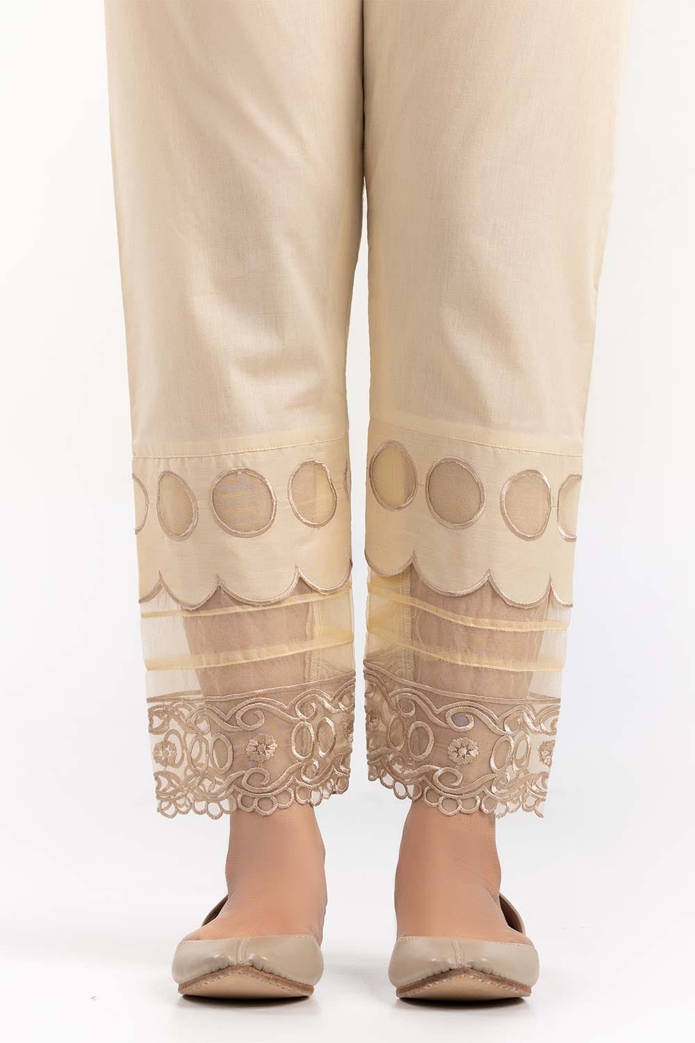 Beige Cambric Festive Trousers