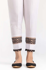 White Cambric Trousers With Screen Print TR-21-135