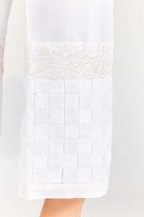 White Embroidered Raw Silk Trousers TR-21-157