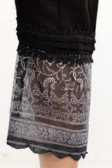 Black Screen Printed Raw Silk Pants TR-21-159