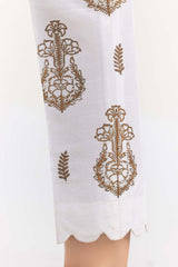 White Screen Printed Raw Silk Pants TR-21-163