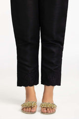 Black Embroidered Raw Silk Trouser TR-21-73