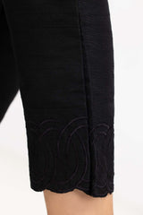 Black Embroidered Raw Silk Trouser TR-21-73