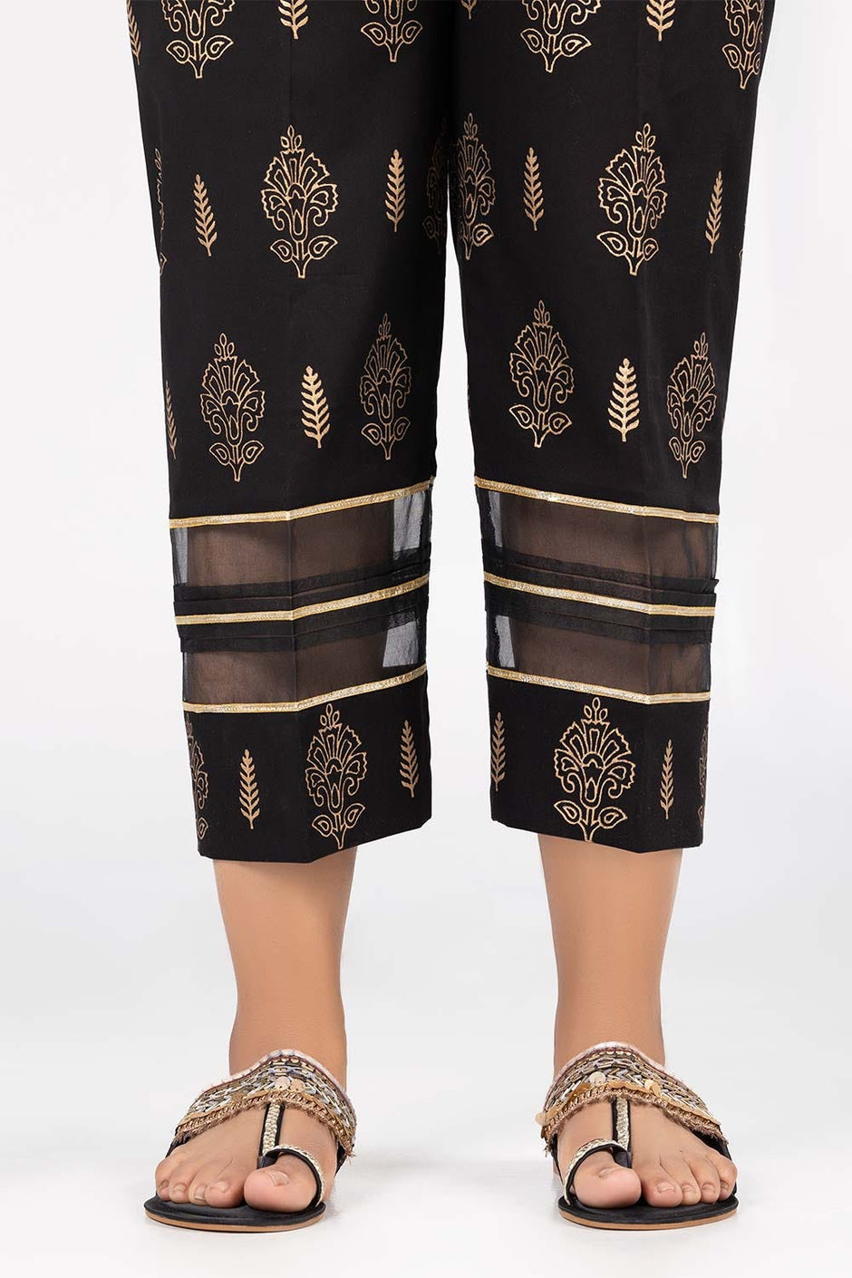 Black Printed Cambric Trousers