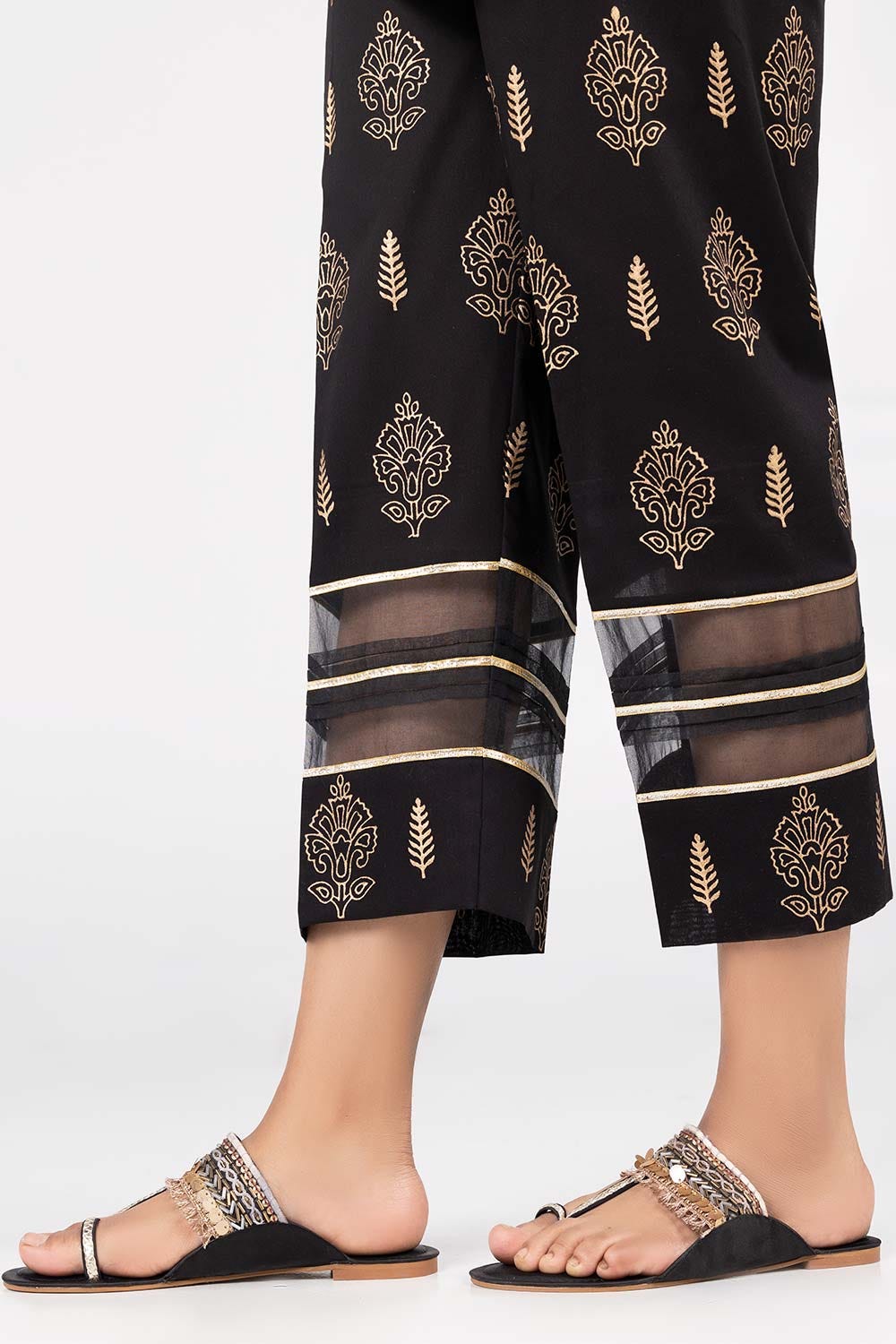 Black Printed Cambric Trousers