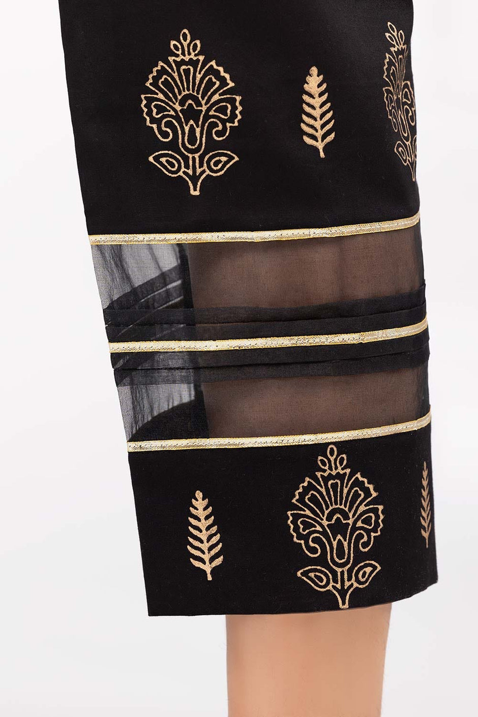 Black Printed Cambric Trousers