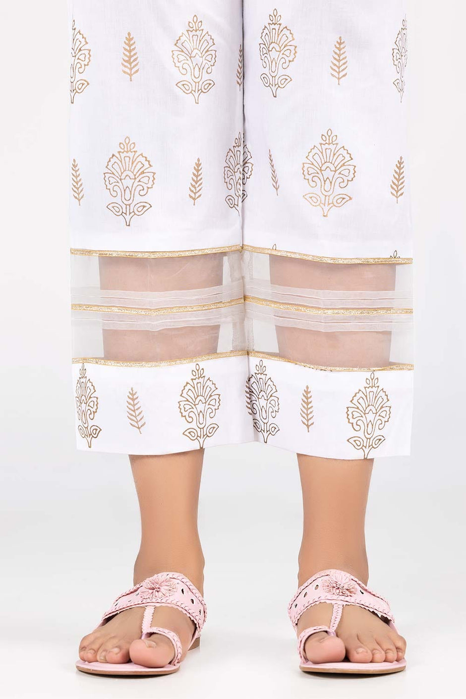 Off White Printed Cambric Trousers