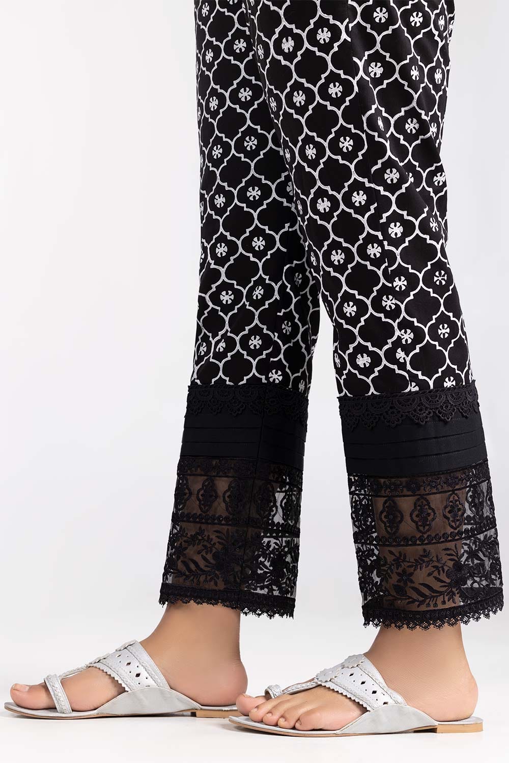 Black Embroidered Cambric Trousers TR-22-06