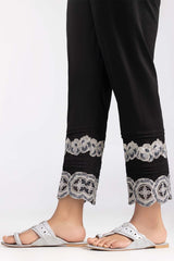 Black Embroidered Cambric Trousers TR-22-08