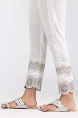 Off White Embroidered Cambric Trousers TR-22-08