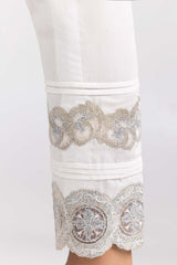 Off White Embroidered Cambric Trousers TR-22-08