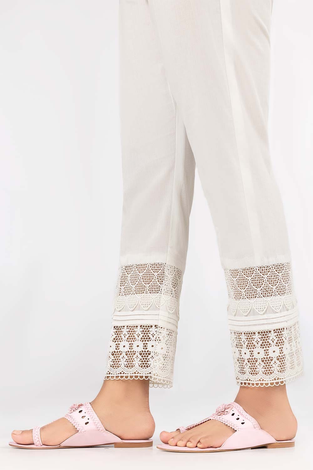 Off White Cambric Fashion Trousers