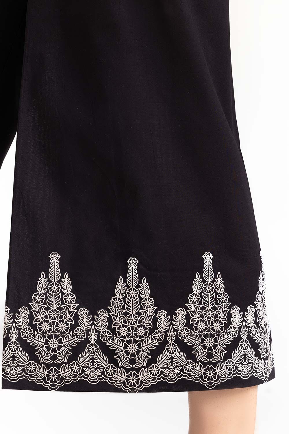 Black Screen Printed Raw Silk Trousers TR-22-123