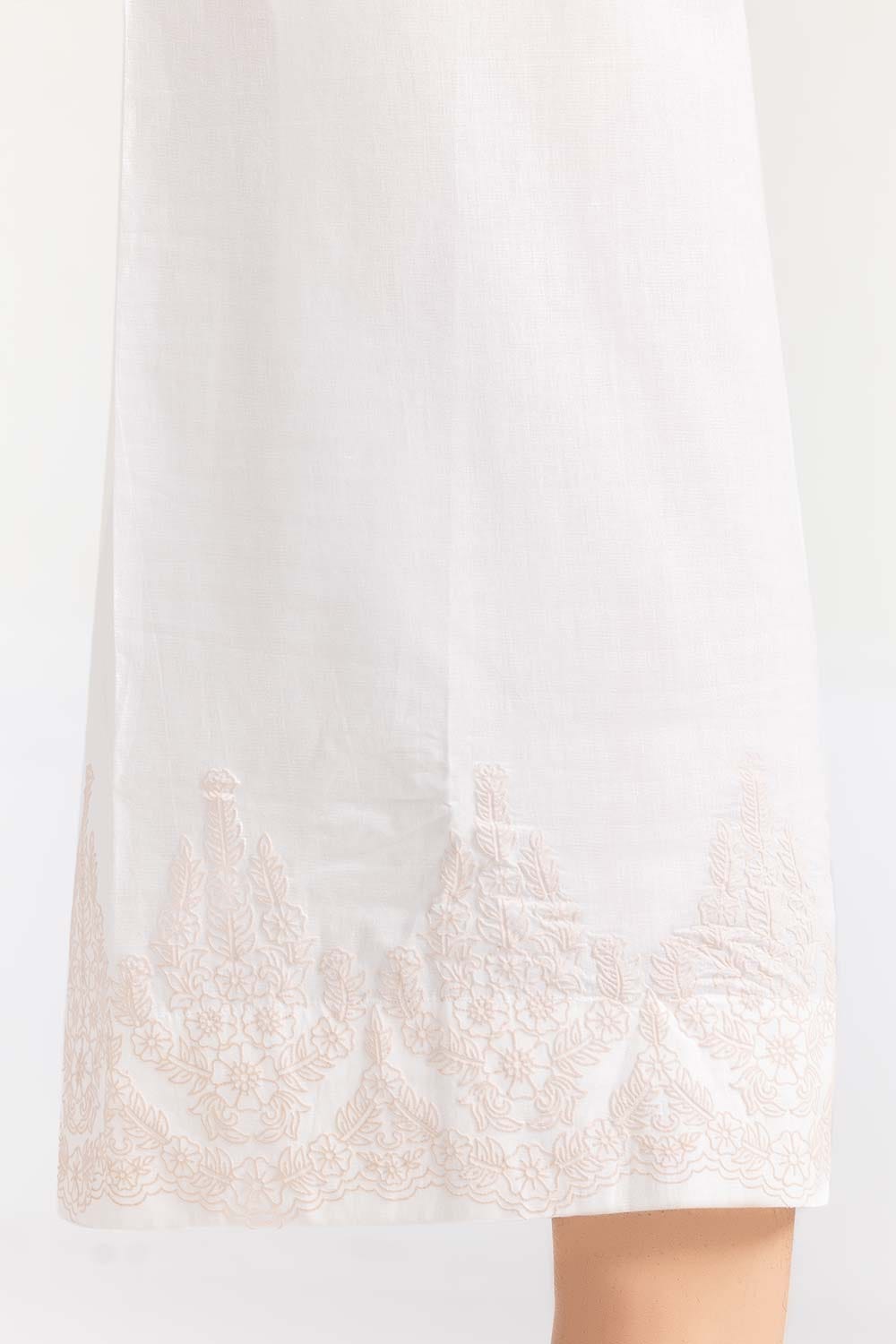 White Screen Printed Raw Silk Trousers TR-22-123