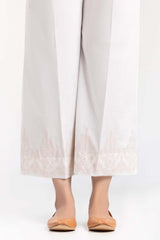 White Screen Printed Raw Silk Trousers TR-22-123