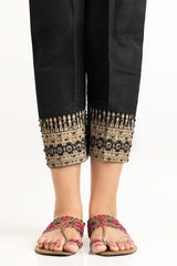 Black Raw Silk Trousers TR-22-124