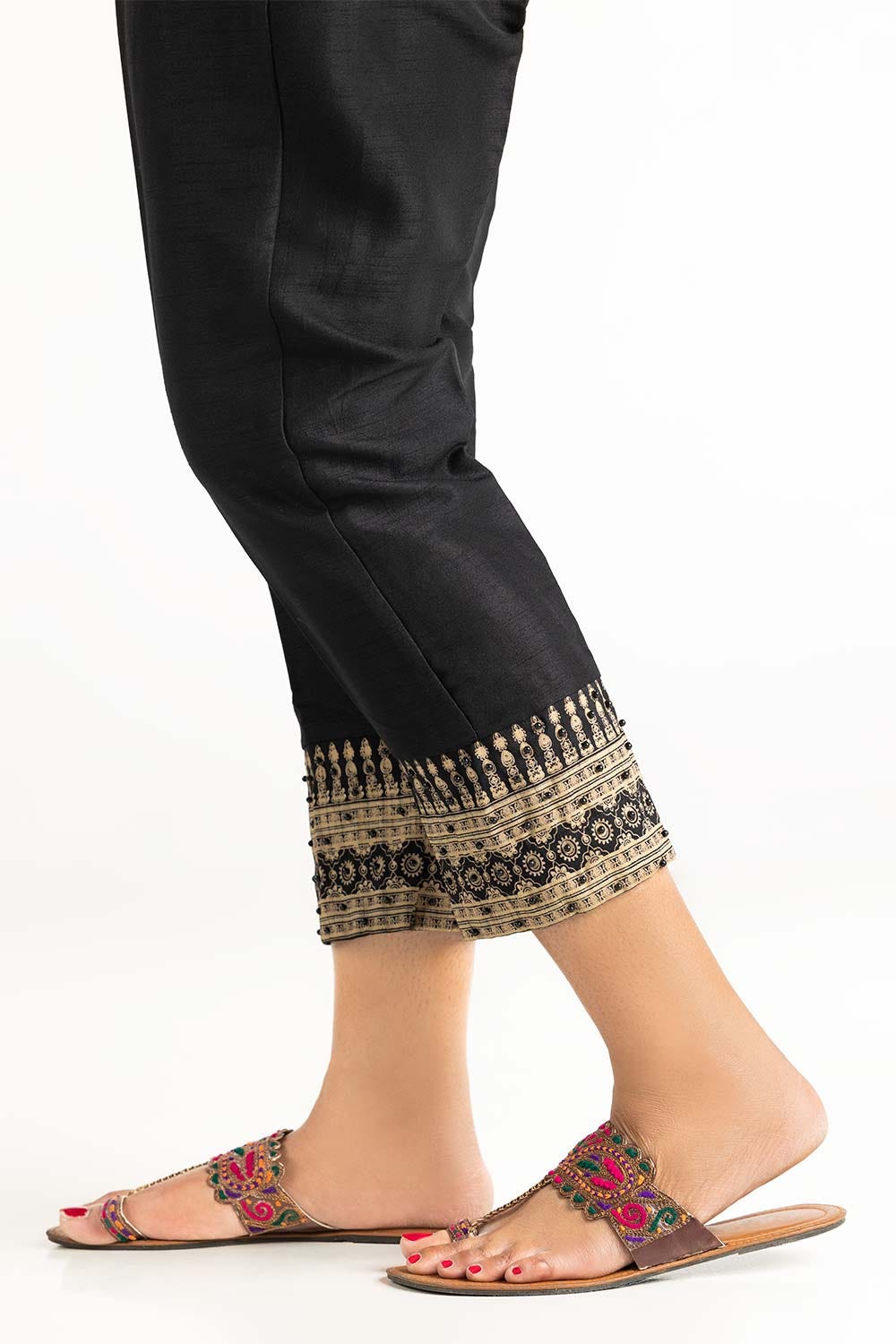Black Raw Silk Trousers TR-22-124