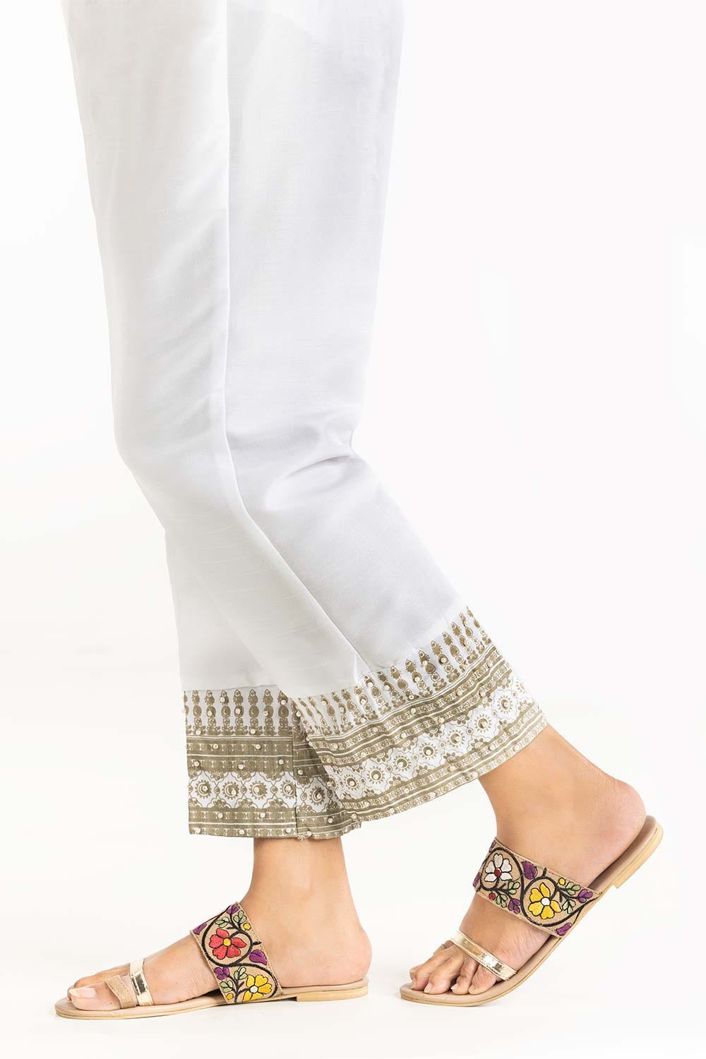 Off White Raw Silk Trousers TR-22-124