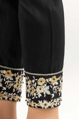 Black Raw Silk Embroidered Trousers TR-22-125