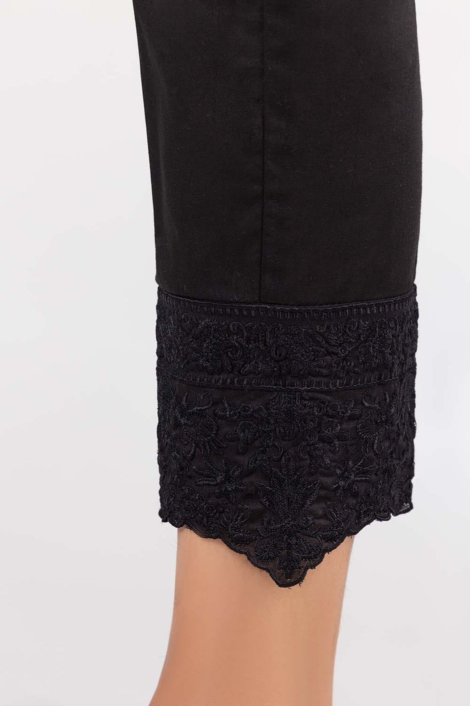 Black Embroidered Cambric Trousers