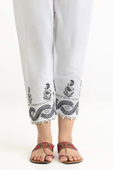 Off White Raw Silk Embroidered Trousers TR-22-131
